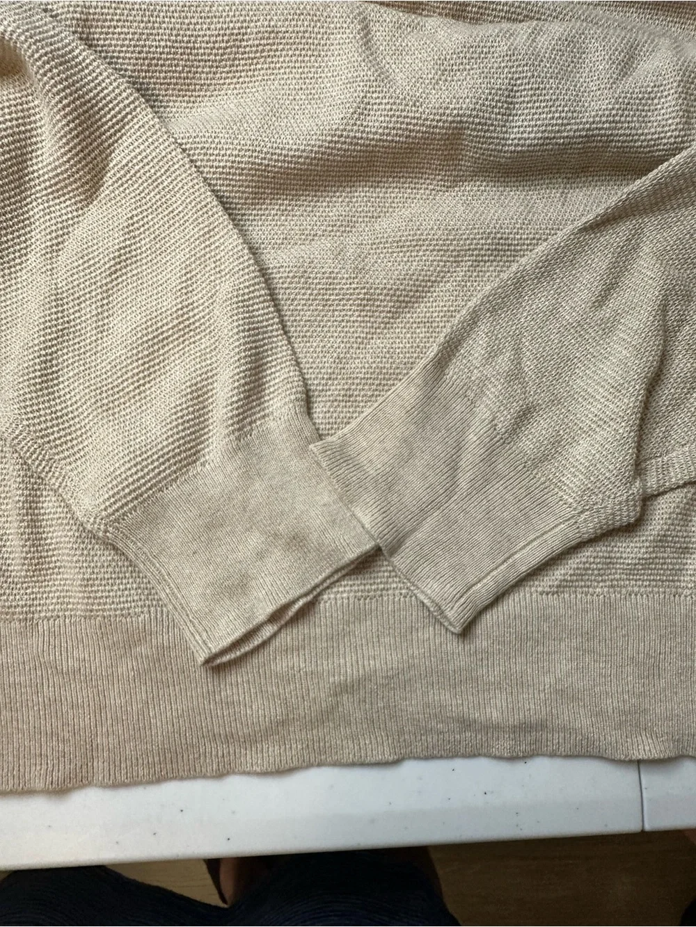 NWT J. Crew Lightweight Cream Tan Crew Neck Sweater - Size Large